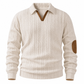 🧶 Rich Cable Texture, Rugged Elbow Detail | Men's Collared Knit Pullover