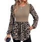 🐆 Leopard Contrast, Flattering Tunic Length | Women's Relaxed Long-Sleeve Top