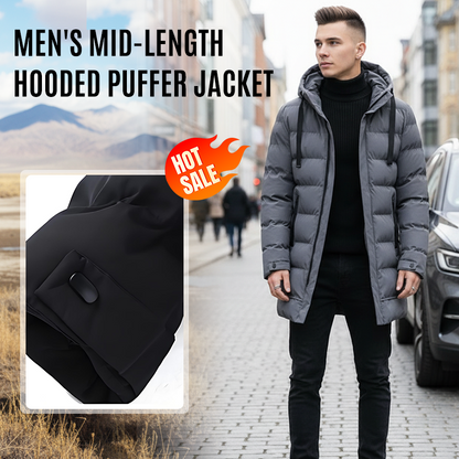 🧥 Extended Warmth, Windproof Coverage | Men's Mid-Length Hooded Puffer Jacket ⚡ Free Shipping