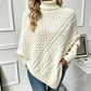 🧶 Rich Cable Texture, Relaxed Poncho Drape | Women's Knit Sweater