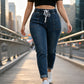 👖 Stretch Denim, Roomy Pockets | Women's Drawstring Tapered Jeans
