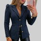 ✨ Sculpted Waist, Metallic Detail | Women's Textured Tailored Blazer