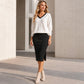 ✨ Flattering V-Neck, Elegant Ribbed Style | Women's 2-Piece Skirt Set ⚡ Free Shipping