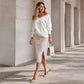 ✨ Flattering V-Neck, Elegant Ribbed Style | Women's 2-Piece Skirt Set ⚡ Free Shipping