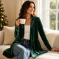 💎 Velvet Texture, Waist-Flattering Peplum | Women's Open Front Cardigan