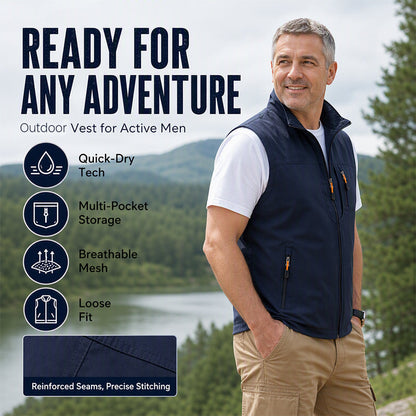 🦺 Stand-Collar Style, Easy Layering | Men's Casual Outdoor Vest