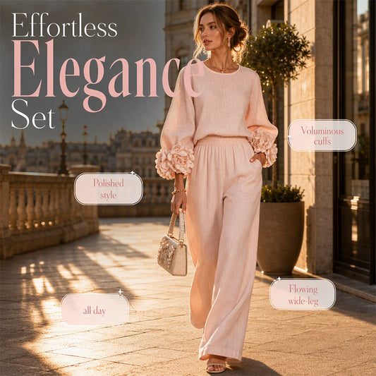 🌸 Statement Floral Cuffs, Elegant Wide-Leg Style | Women's 2-Piece Set ⚡ Free Shipping