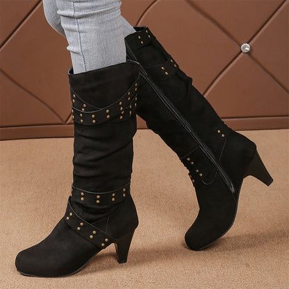 👢 Studded Detail, Steadier Steps | Women's Slouchy Knee-High Boots ⚡ Free Shipping