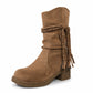 👢 Western Fringe, Steadier Steps | Women's Slouchy Mid-Calf Boots ⚡ Free Shipping