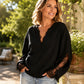🌸 Lace Detail, Elegant Slit Sleeves | Women's V-Neck Relaxed Top