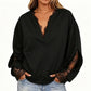 🌸 Lace Detail, Elegant Slit Sleeves | Women's V-Neck Relaxed Top
