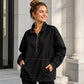 💙 Washed Denim, Relaxed Half-Zip Style | Women's Oversized Jacket