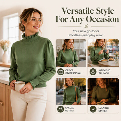 🌸 Ruffle Detail, Soft Feminine Style | Women's Cozy Knit Top