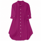 ✨ Lustrous Drape, Elegant High-Low Hem | Women's Satin Button-Up Shirt