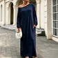 💃 Off-Shoulder Elegance, Flattering Maxi Drape | Women's Long-Sleeve Dress