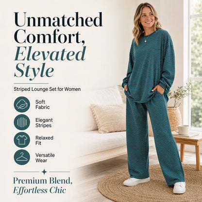 ✨ Striped Detail, Flattering Wide-Leg Style | Women's 2-Piece Set ⚡ Free Shipping