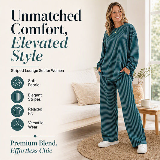 ✨ Striped Detail, Flattering Wide-Leg Style | Women's 2-Piece Set ⚡ Free Shipping