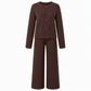 Women's Casual 2 Piece Knitted Cardigan Sweater and Wide Leg Pants Set