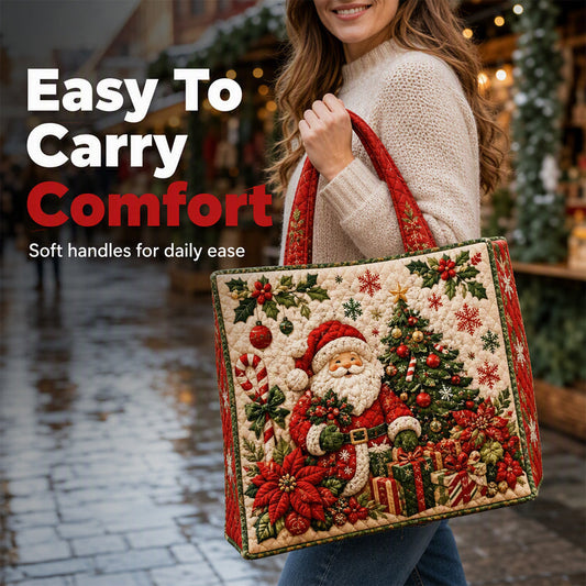 🎄 Festive Quilted Detail, Roomy Everyday Carry | Christmas Tote Bag