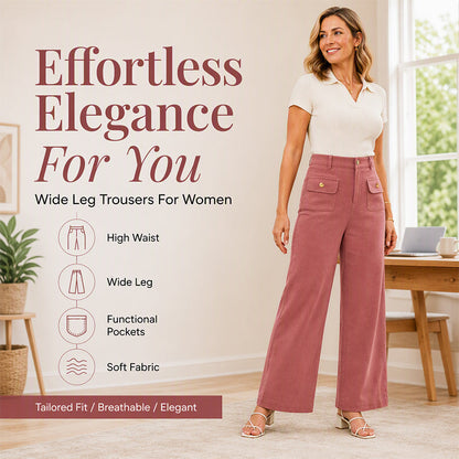 👖 Flattering High Waist, Easy Wide-Leg Drape | Women's Casual Pants