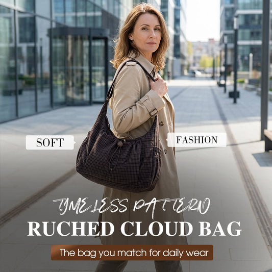 👜 Plaid Charm, Soft Ruched Shape | Women's Drawstring Cloud Bag