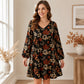 🍁 Elegant Maple Leaf Print, Easy Flattering Style | Women's Plus-Size Dress