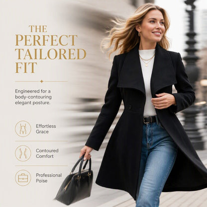 🧥 Sculpted Waist, Elegant Wide Lapels | Women's A-Line Tailored Coat ⚡ Free Shipping