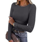 🧶 Ribbed Texture, Easy Everyday Fit | Women's Classic Crew-Neck Knit Top