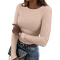🧶 Ribbed Texture, Easy Everyday Fit | Women's Classic Crew-Neck Knit Top