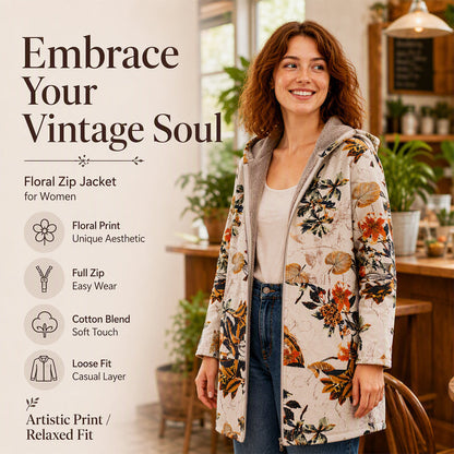 🍂 Artistic Leaf Print, Easy Hooded Coverage | Women's Casual Coat ⚡ Free Shipping