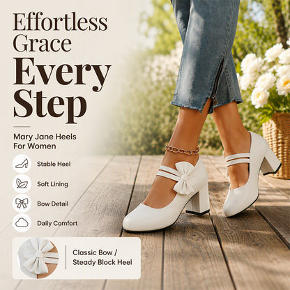 🎀 Elegant Bow Detail, Steadier Chunky Heel | Women's Dress Shoes