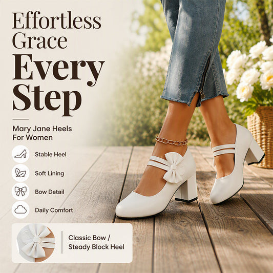 🎀 Elegant Bow Detail, Steadier Chunky Heel | Women's Dress Shoes