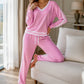 Women's V-Neck Pullover & Wide-Leg Pants Set