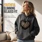 🐆 Leopard Heart Detail, Lightweight Cozy Fit | Women's Fleece Hoodie