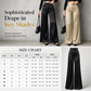 Elegant Satin High Waisted Wide Leg Pants with Asymmetrical Waist
