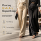 Elegant Satin High Waisted Wide Leg Pants with Asymmetrical Waist