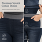 Women's High-Rise Pull-On Slim Fit Dark Wash Denim Jeans with Wide Elastic Waistband