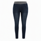 Women's High-Rise Pull-On Slim Fit Dark Wash Denim Jeans with Wide Elastic Waistband
