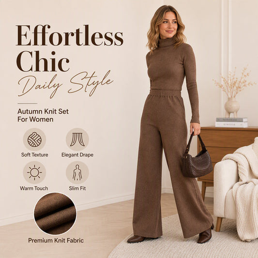 ✨ Polished Turtleneck, Flattering Wide-Leg Flow | Women's 2-Piece Set