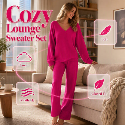 ✨ Flattering V-Neck, Relaxed Wide-Leg Flow | Women's 2-Piece Set