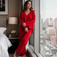 ✨ Flattering V-Neck, Relaxed Wide-Leg Flow | Women's 2-Piece Set