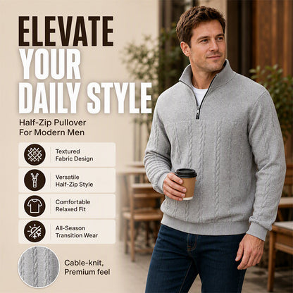 ⚡ Textured Jacquard Style, Easy Half-Zip Comfort | Men's Sweatshirt