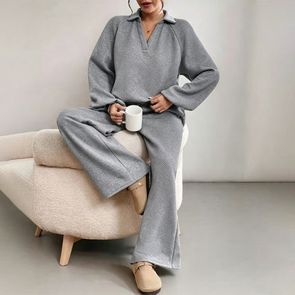 ✨ Textured Style, Relaxed Wide-Leg Flow | Women's 2-Piece Set
