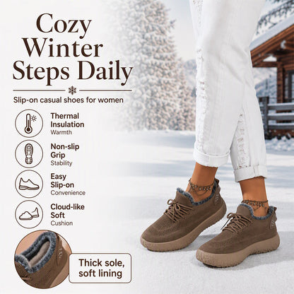 ☁️ Plush-Lined Warmth, Easy Everyday Comfort | Women's Casual Shoes