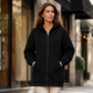 🧥 Textured Waffle Style, Flattering Longline Coverage | Women's Hooded Jacket