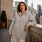 🧥 Textured Waffle Style, Flattering Longline Coverage | Women's Hooded Jacket