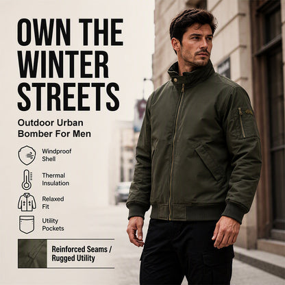 🧥 Plush-Lined Warmth, Relaxed Bomber Fit | Men's Jacket