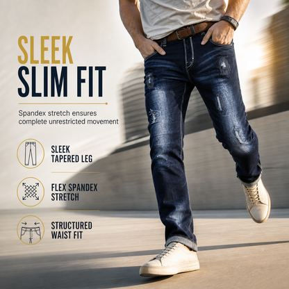 👖 Stretch Comfort, Sharp Slim Fit | Men's Ripped Denim Jeans