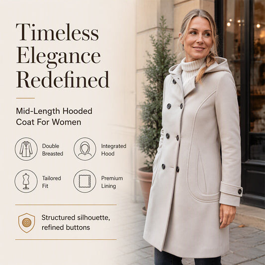 🧥 Structured Elegance, Hooded Extra Coverage | Women's Double-Breasted Coat
