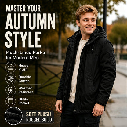 Men's Plush-Lined Hooded Utility Jacket